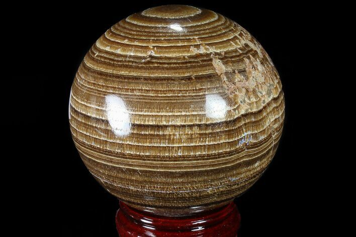 Polished, Banded Aragonite Sphere - Morocco #82289